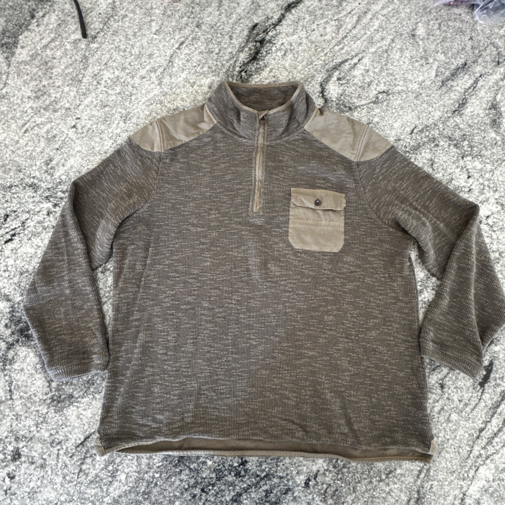 Carbon 2 Cobalt Moto 1/4 Zip Sweater Mens Extra Large Military Green Casual #481